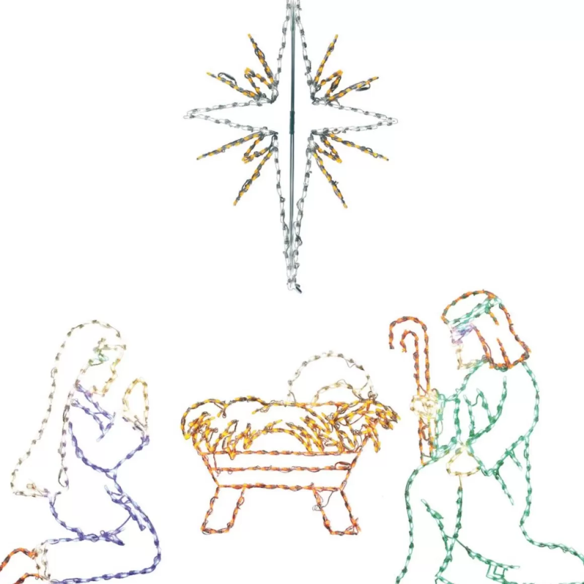 Fraser Hill Farm Christmas Giant Outdoor Lights 4-Piece Nativity Set