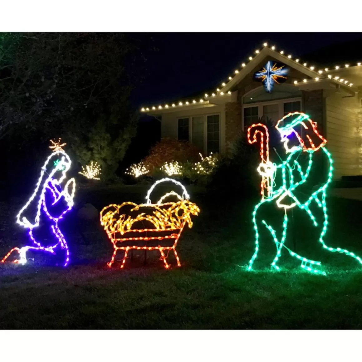 Fraser Hill Farm Christmas Giant Outdoor Lights 4-Piece Nativity Set