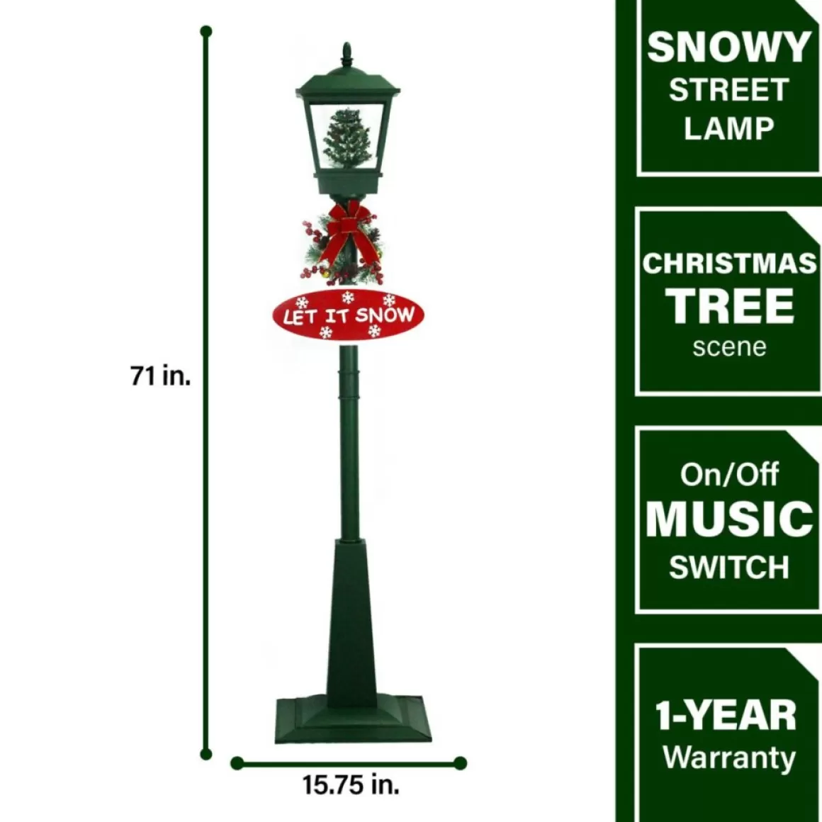 Fraser Hill Farm Let It Snow 71" Street Lamp W/ Tree & Signs Decor