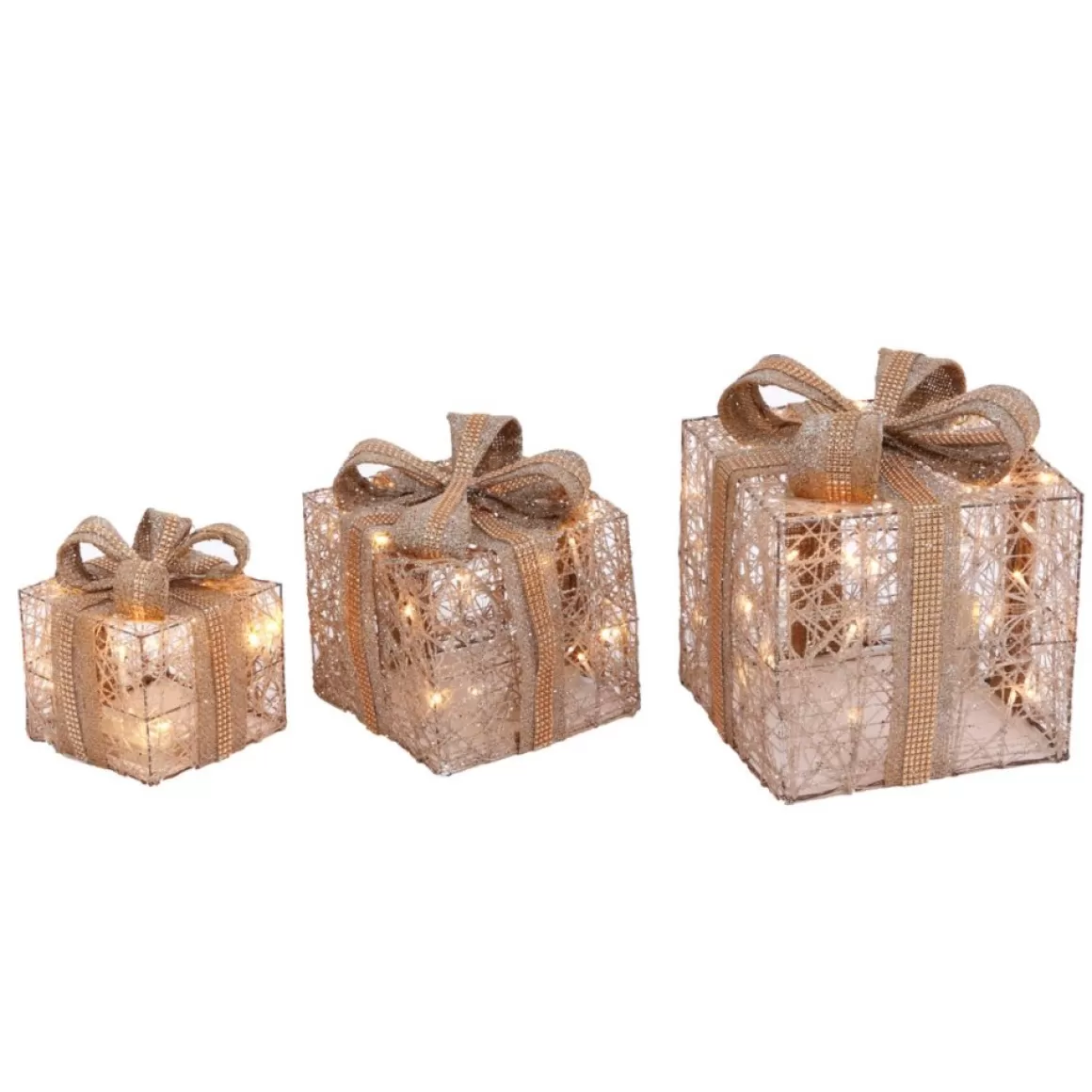 Gerson 3-Piece Battery Operated Lighted Holiday Jewel Gift Box Decor