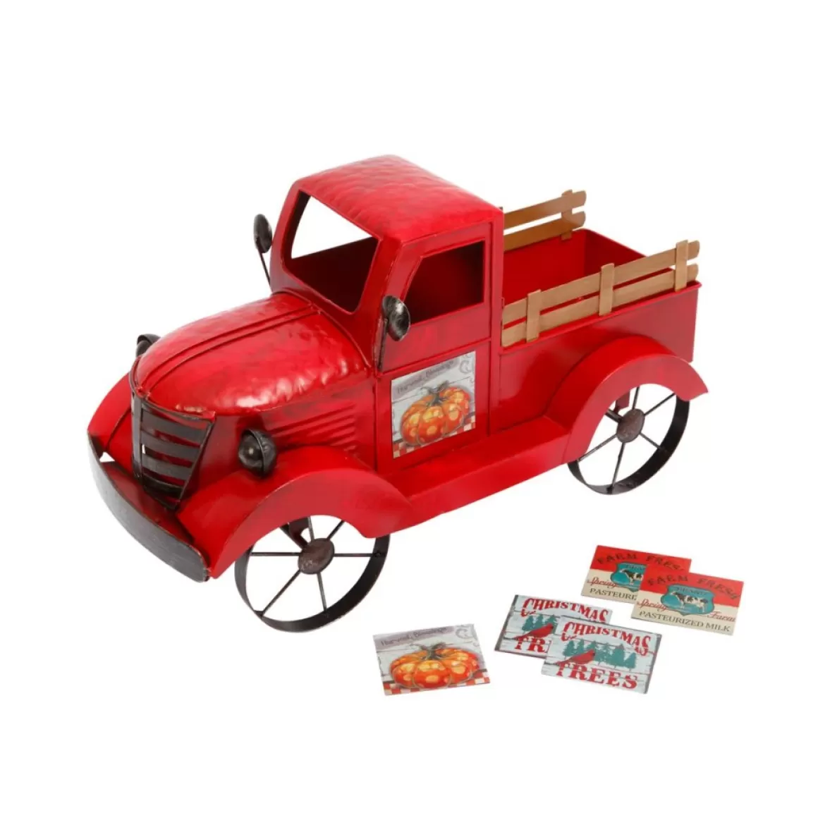 Gerson Company 18.9" Red Antique Metal And Wood Truck W/ 3 Magnets