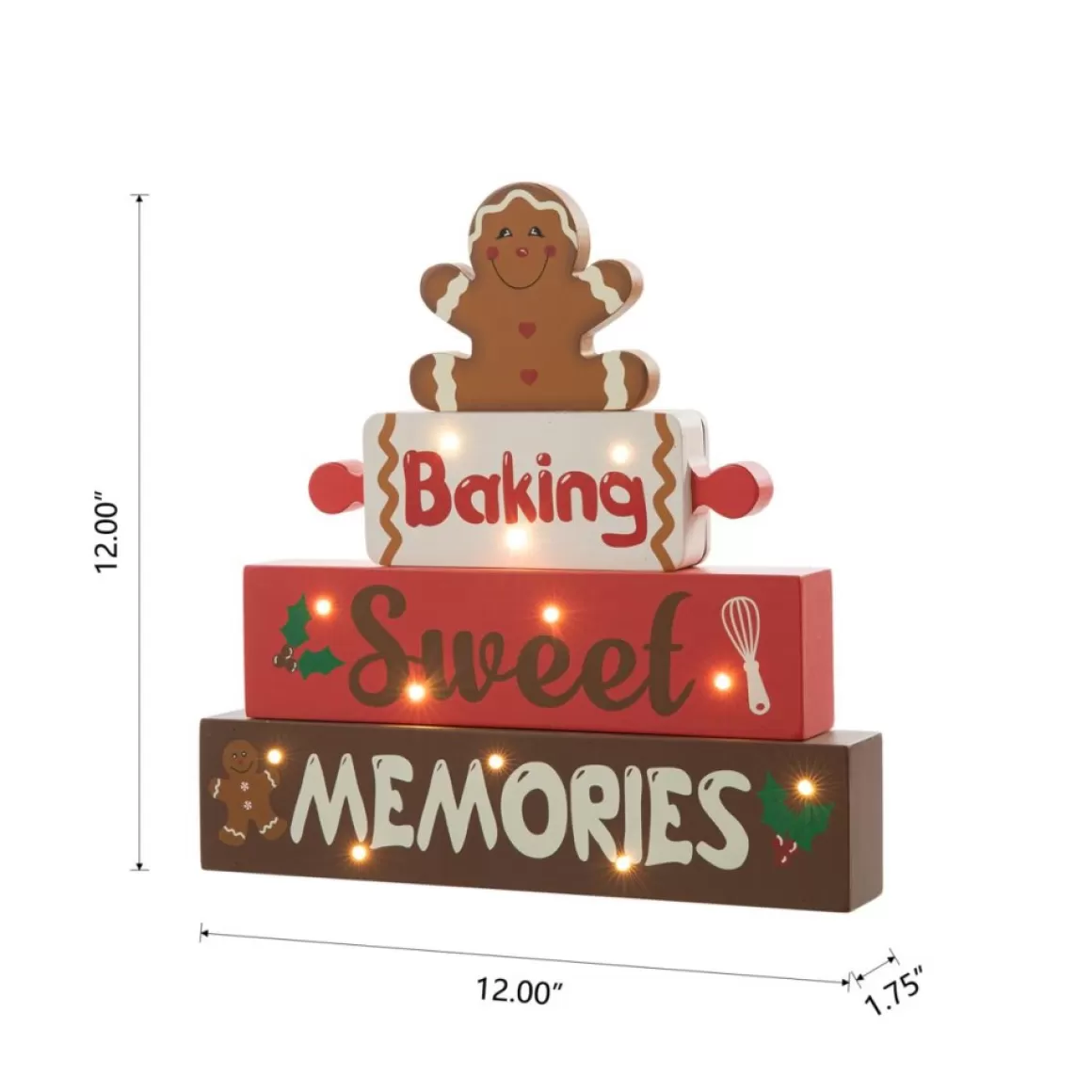 Glitzhome 12" H Lighted Wooden Christmas Gingerbread Man Table Decor