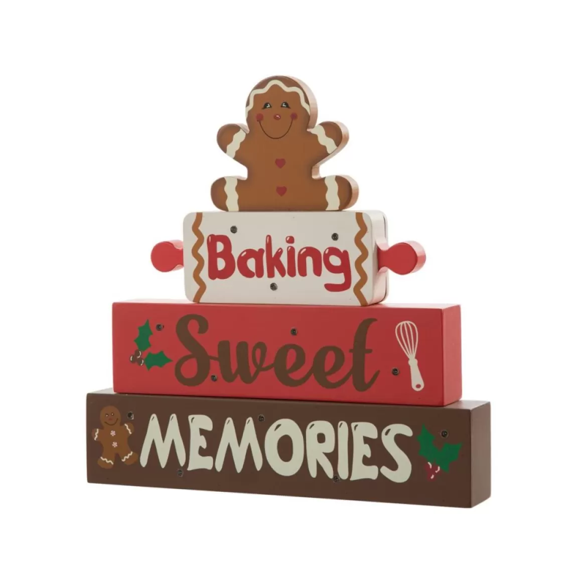 Glitzhome 12" H Lighted Wooden Christmas Gingerbread Man Table Decor