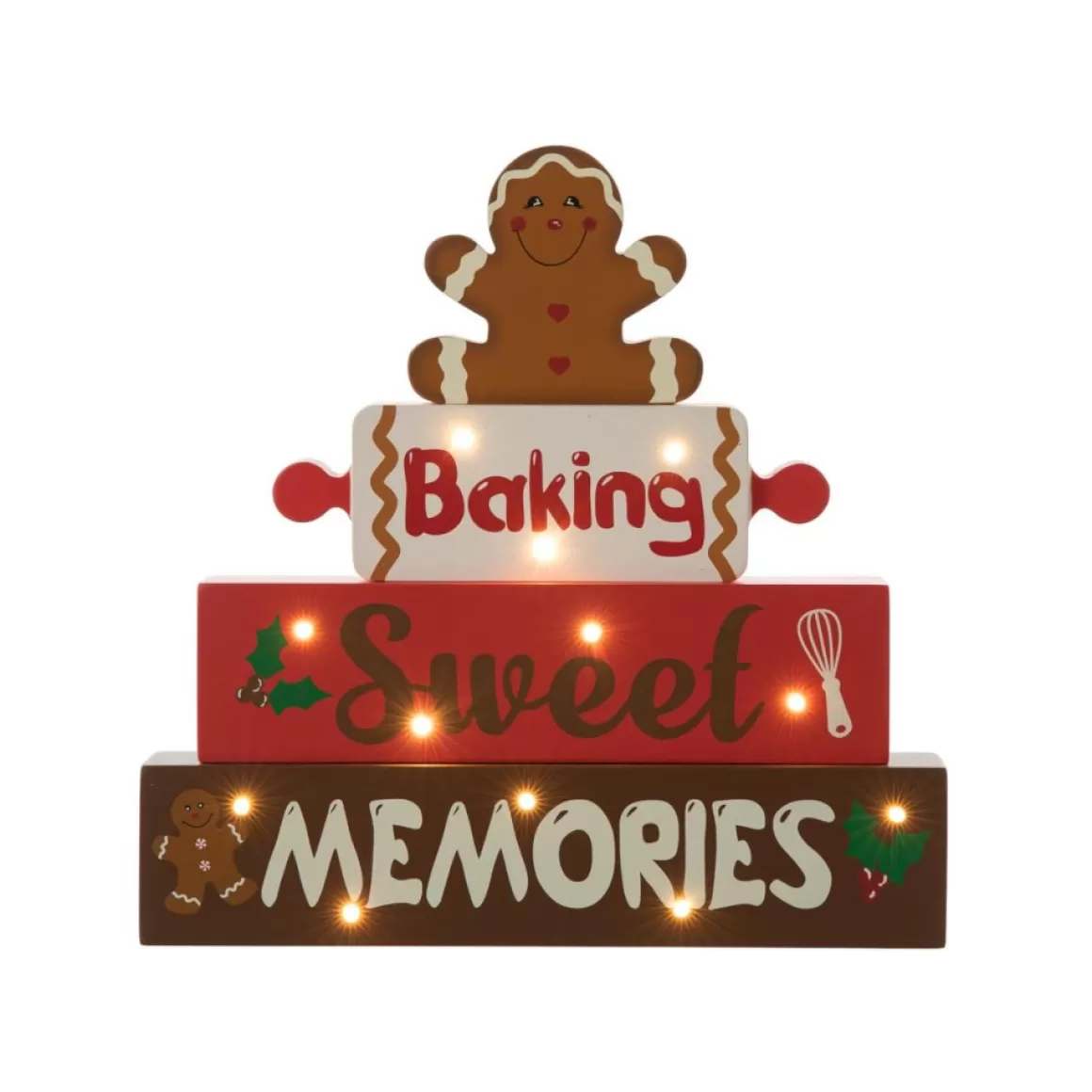 Glitzhome 12" H Lighted Wooden Christmas Gingerbread Man Table Decor