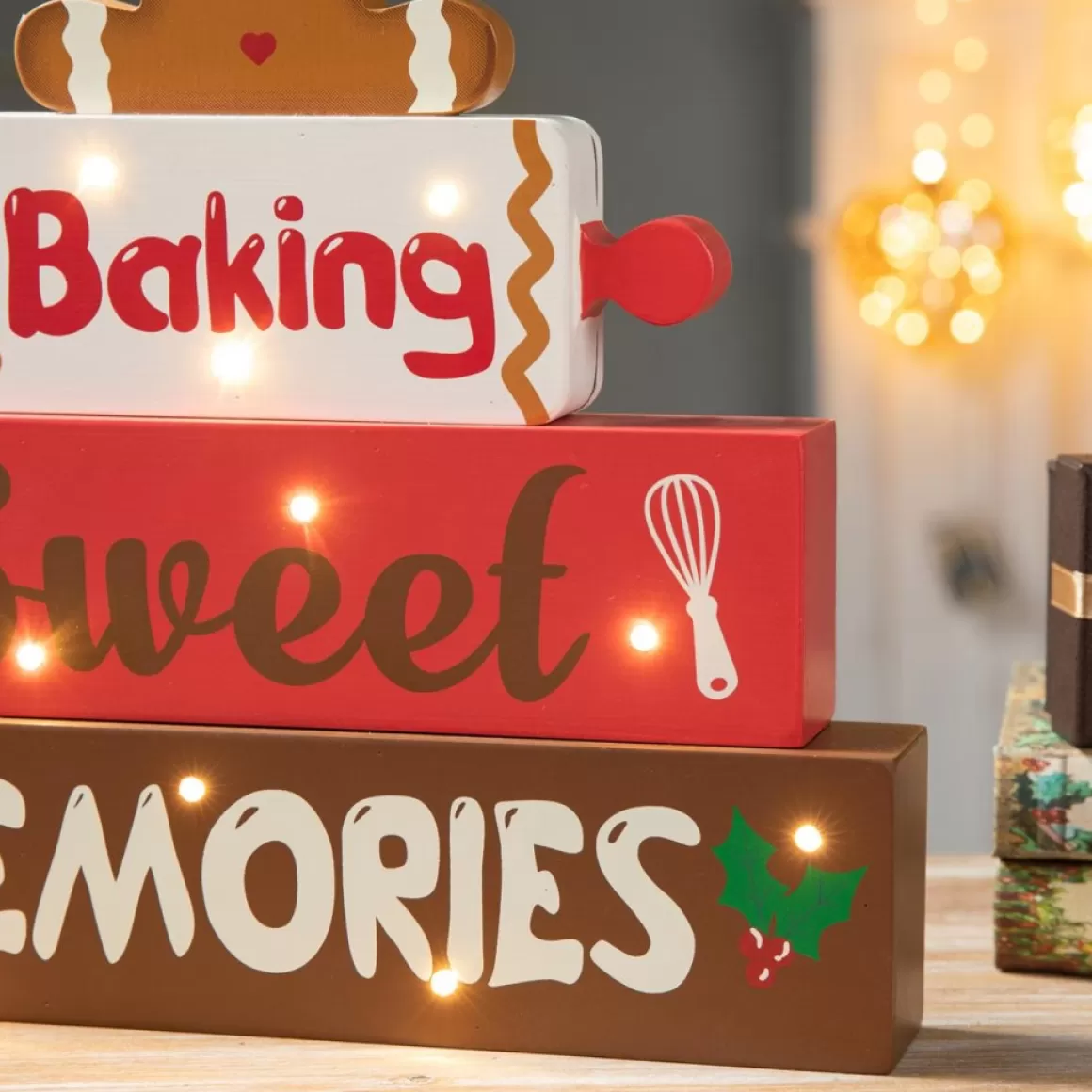 Glitzhome 12" H Lighted Wooden Christmas Gingerbread Man Table Decor