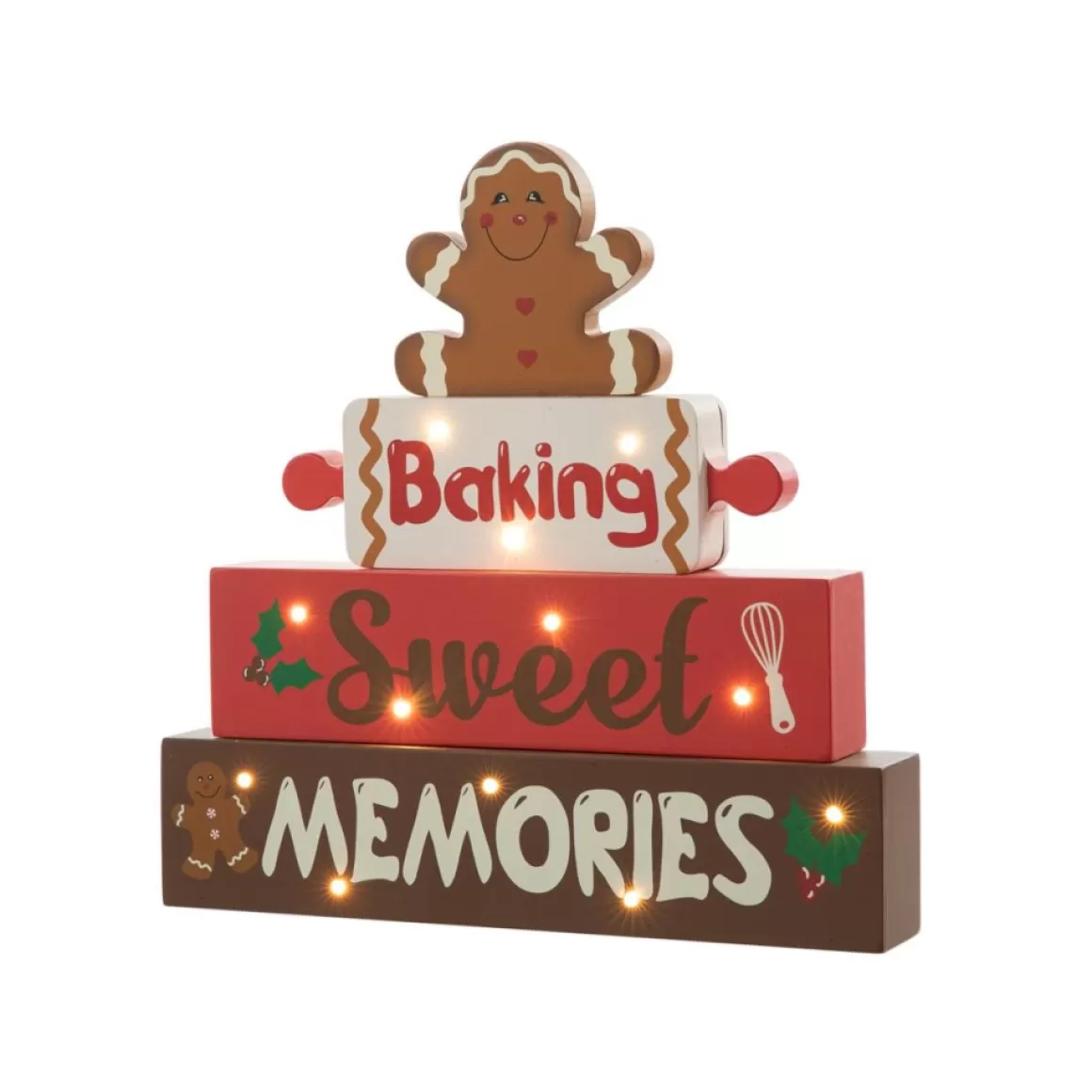Glitzhome 12" H Lighted Wooden Christmas Gingerbread Man Table Decor