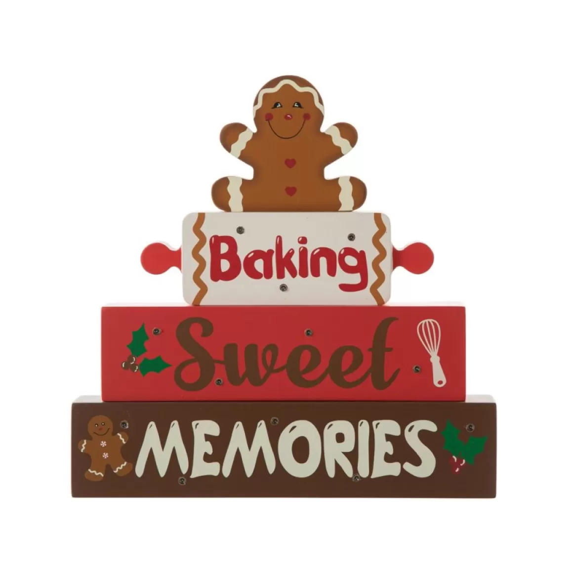 Glitzhome 12" H Lighted Wooden Christmas Gingerbread Man Table Decor