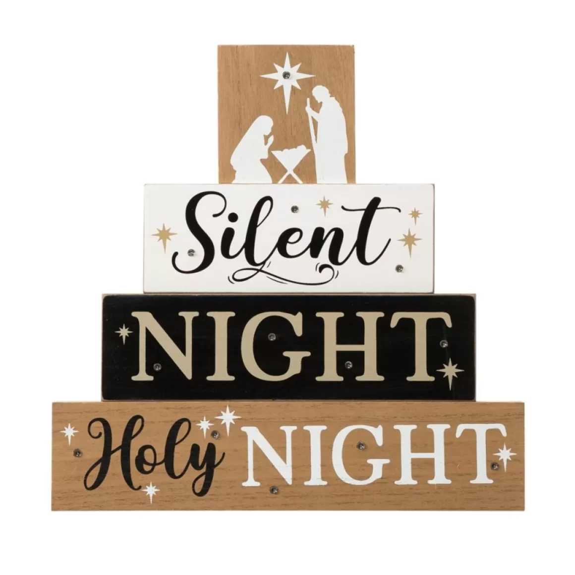 Glitzhome 12In H Lighted Wooden Nativity Block Word Sign