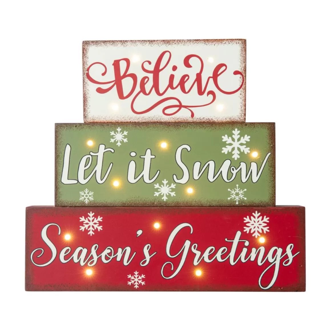 Glitzhome 12In L Led Lighted Wooden And Metal Block Word Sign