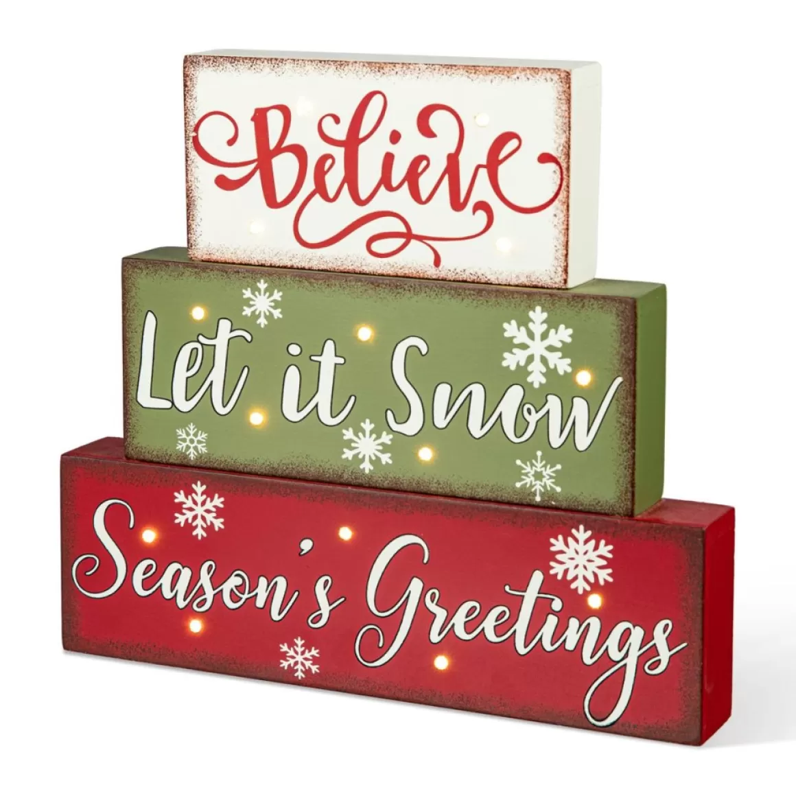 Glitzhome 12In L Led Lighted Wooden And Metal Block Word Sign