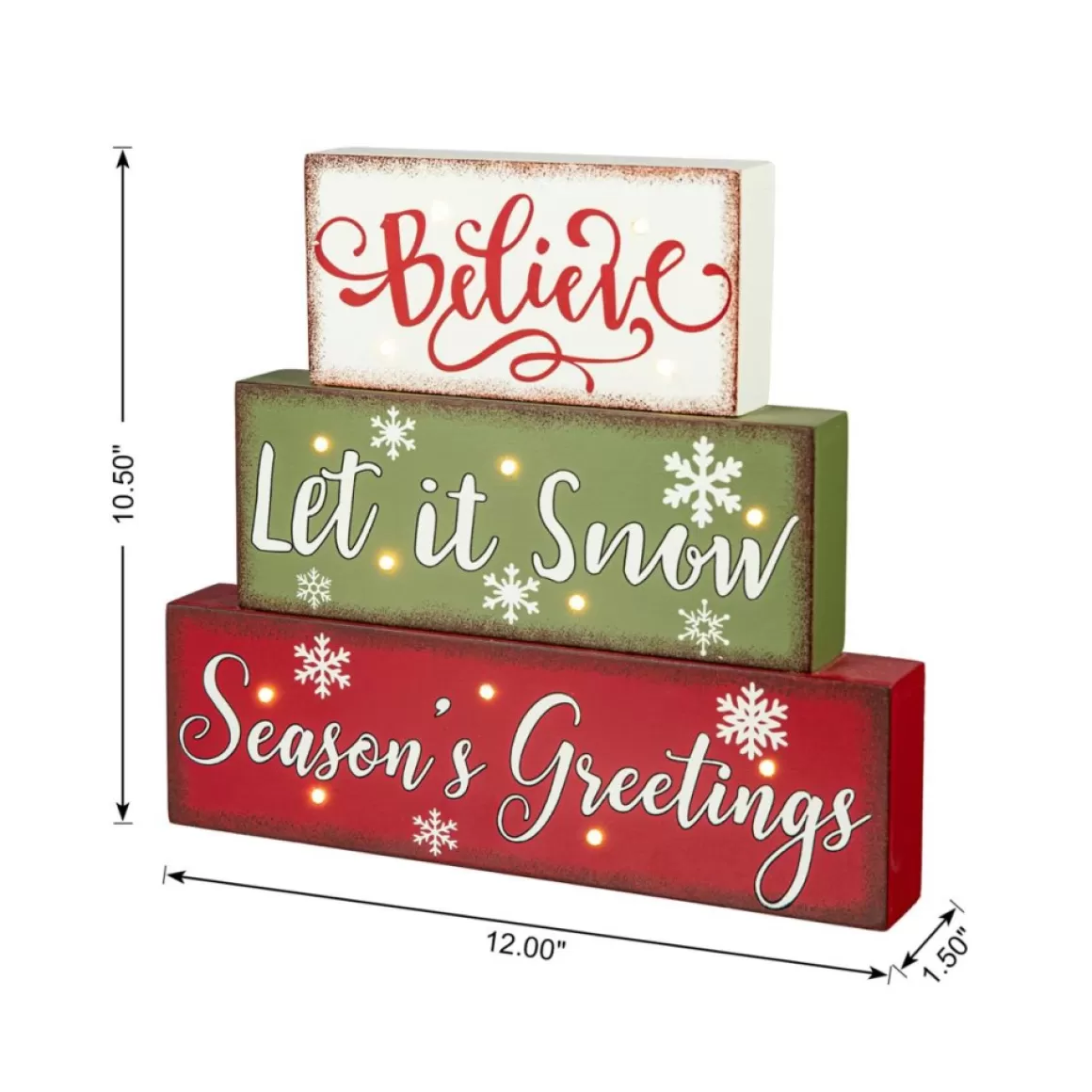 Glitzhome 12In L Led Lighted Wooden And Metal Block Word Sign