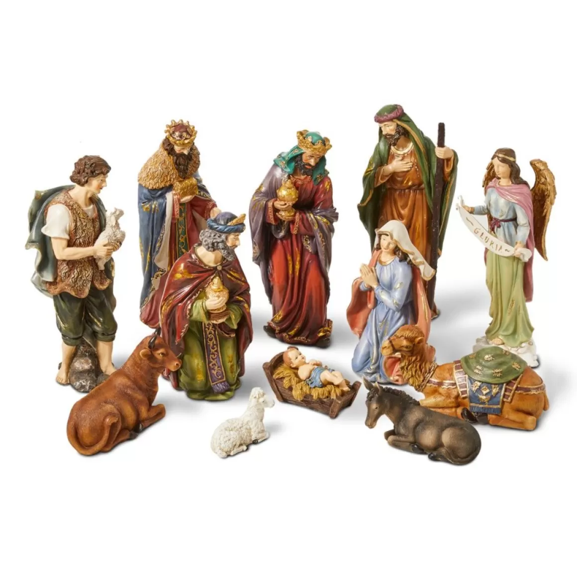 Glitzhome 12Pcs Resin Nativity Figurine Set