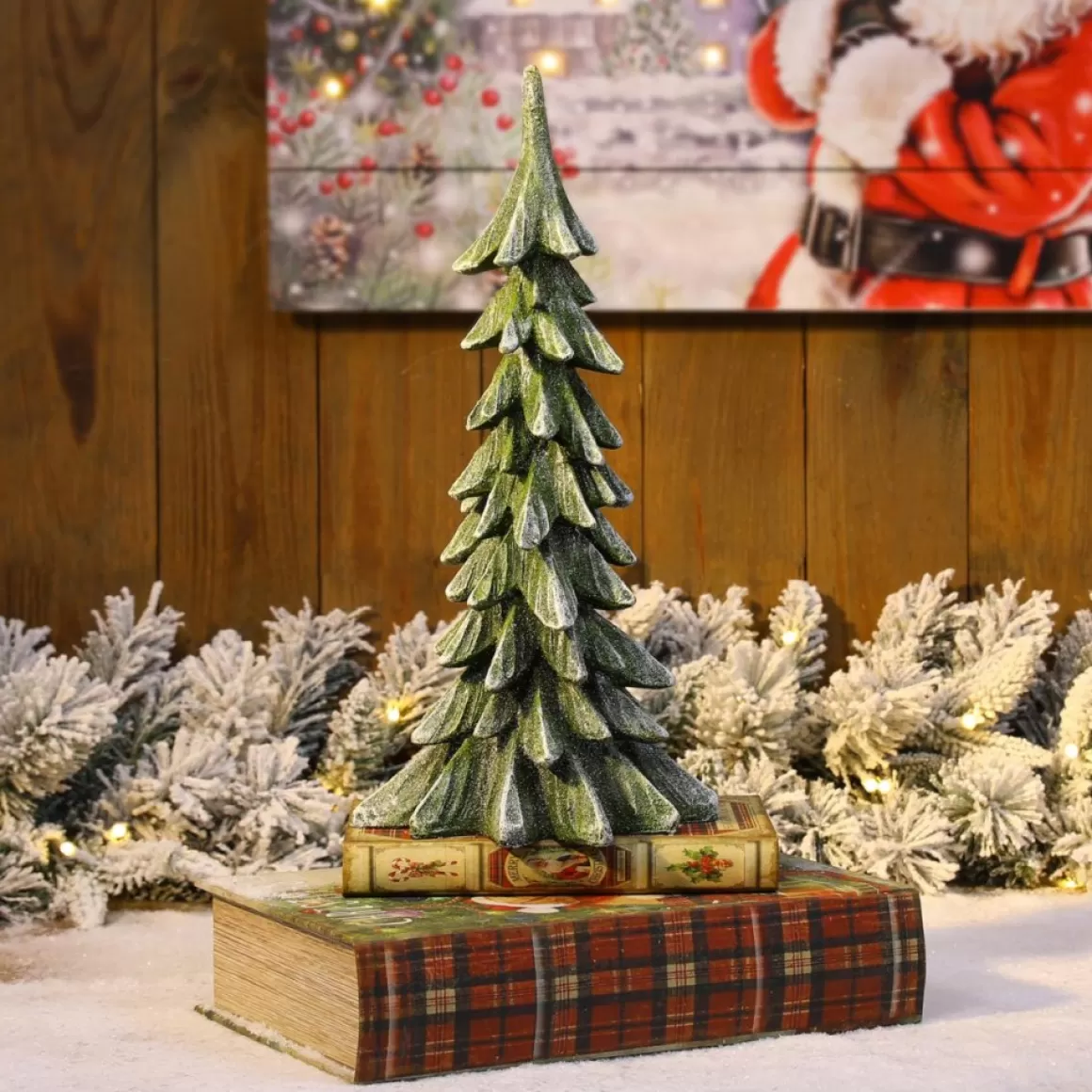 Glitzhome 14.75In H Resin Christmas Table Tree Decor