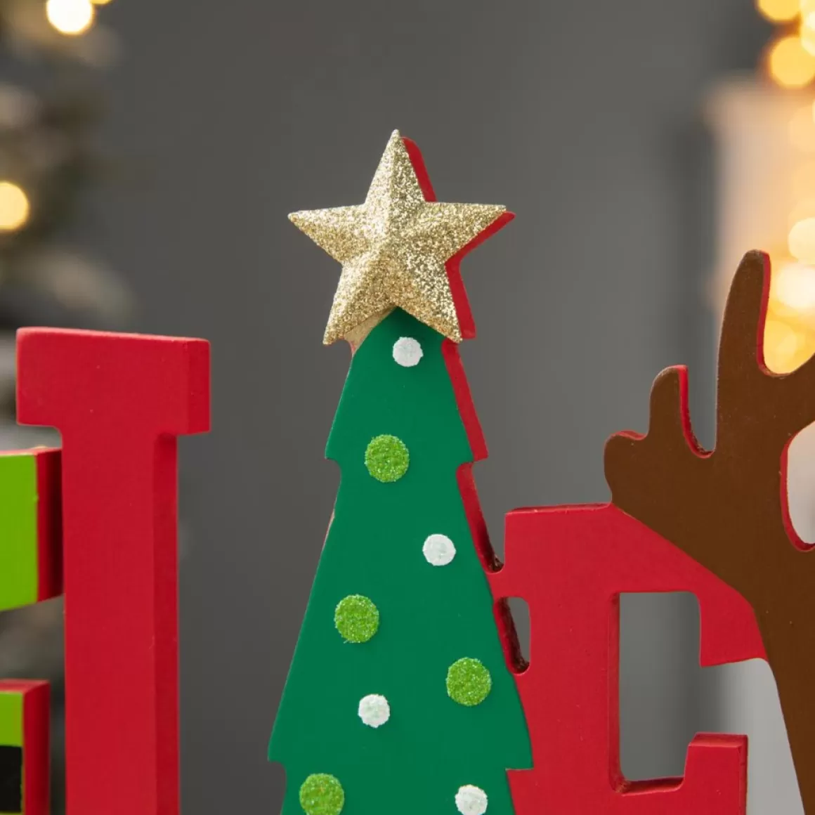 Glitzhome 14In L Wooden Christmas Believe Table Decor