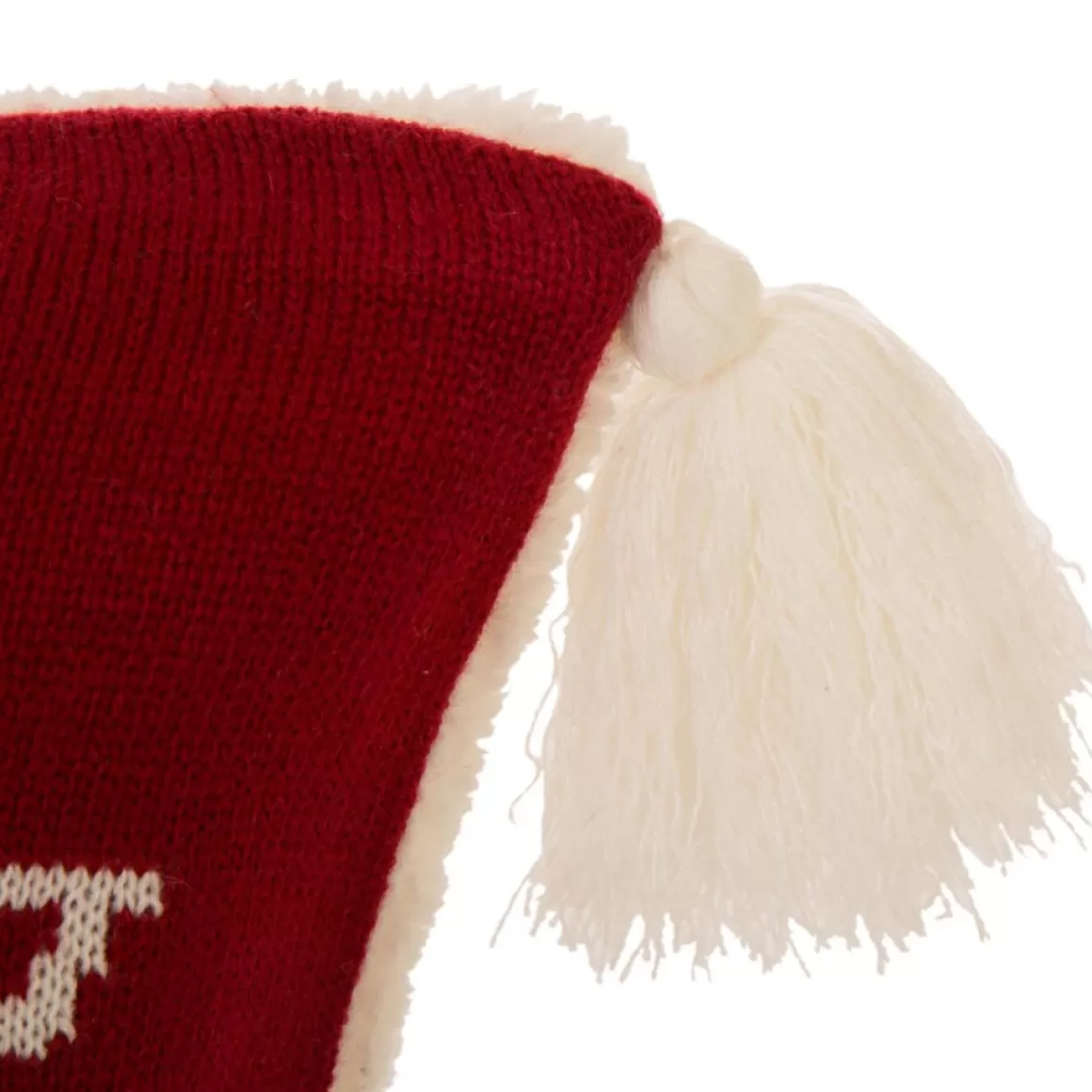 Glitzhome 18In Knitted Snowflake Acrylic Red Pillow Cover With Tassels