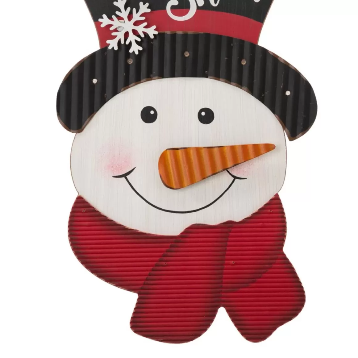 Glitzhome 19In H Lighted 3D Wooden Metal Snowman Wall Decor