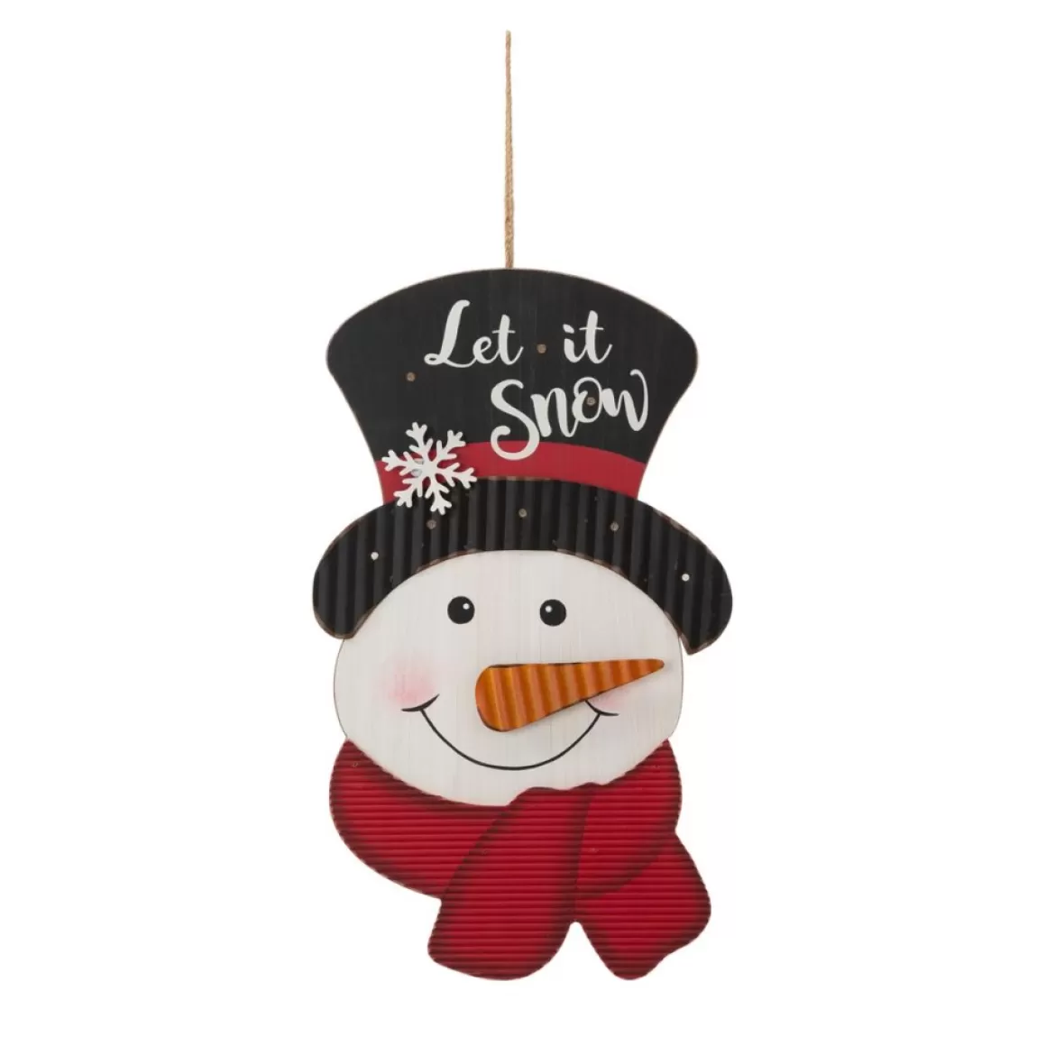 Glitzhome 19In H Lighted 3D Wooden Metal Snowman Wall Decor