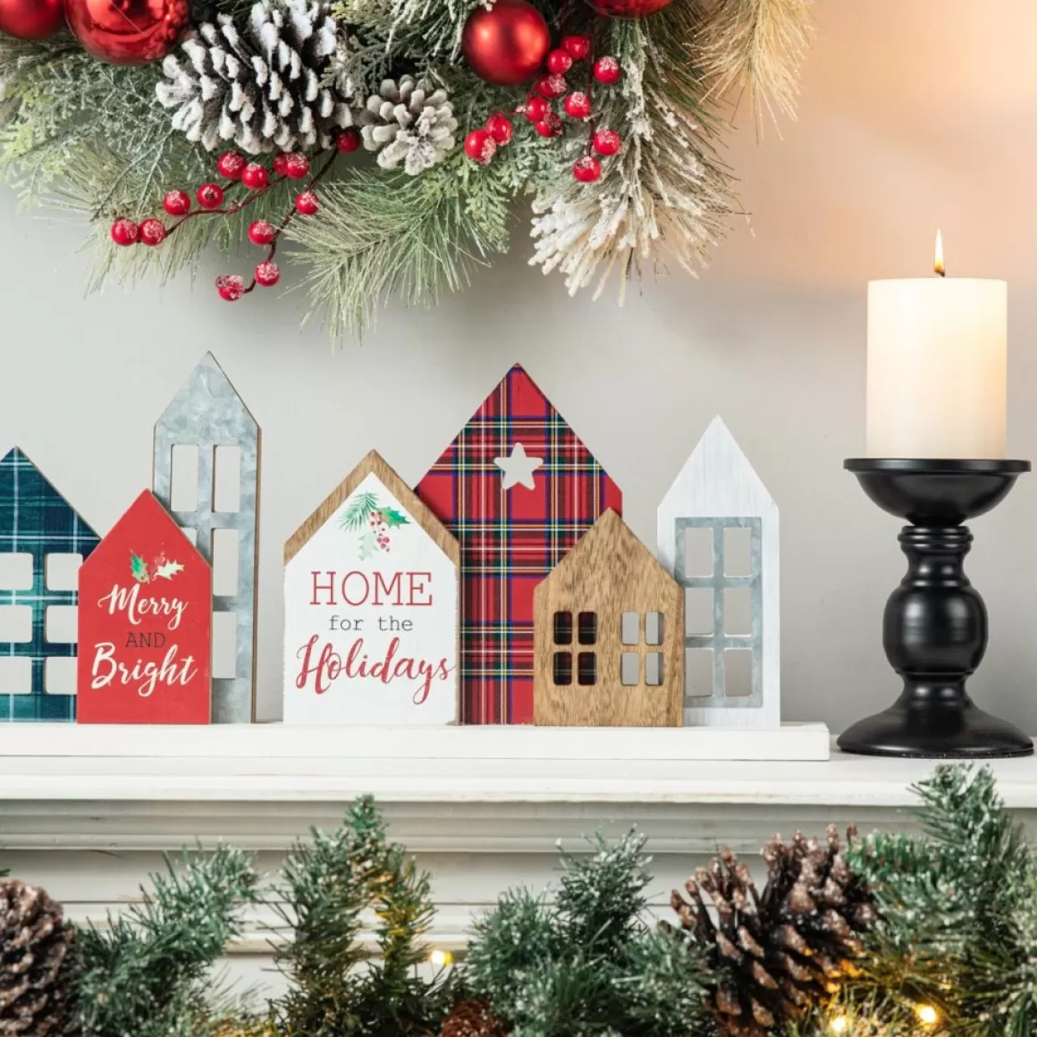 Glitzhome 20In L Christmas House Wooden Decor