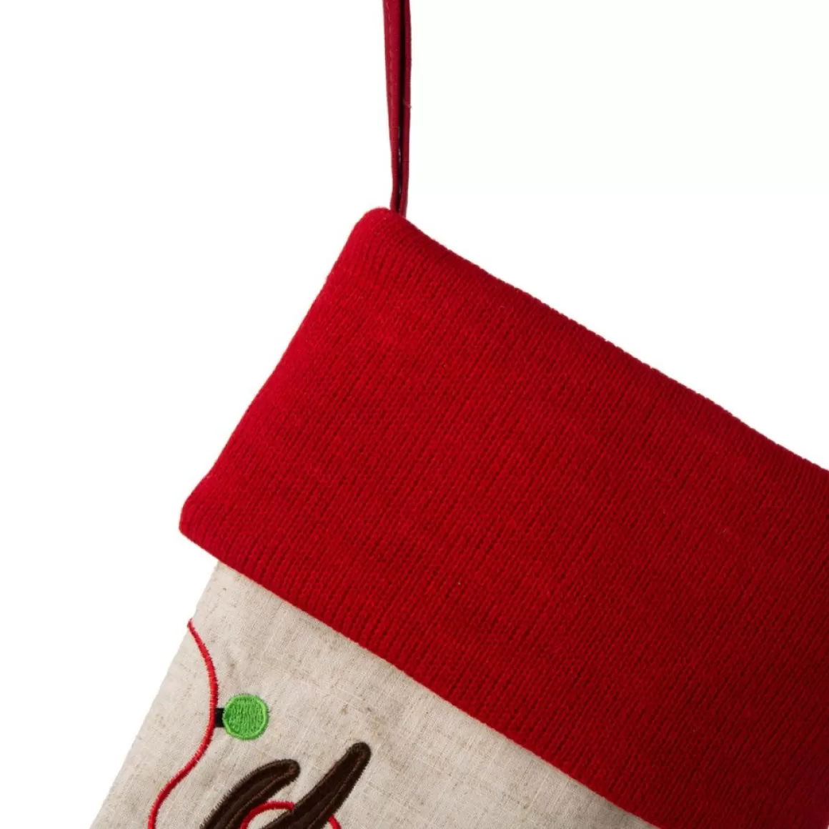 Glitzhome 21" L Led Embroidered Linen Reindeer Christmas Stocking