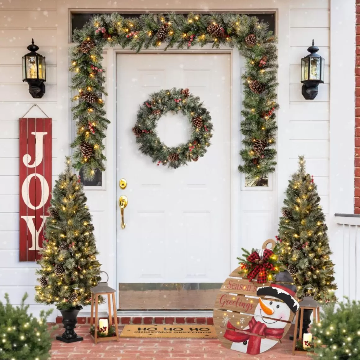 Glitzhome 30.25" H Lighted Round Wooden Snowman Porch Decor