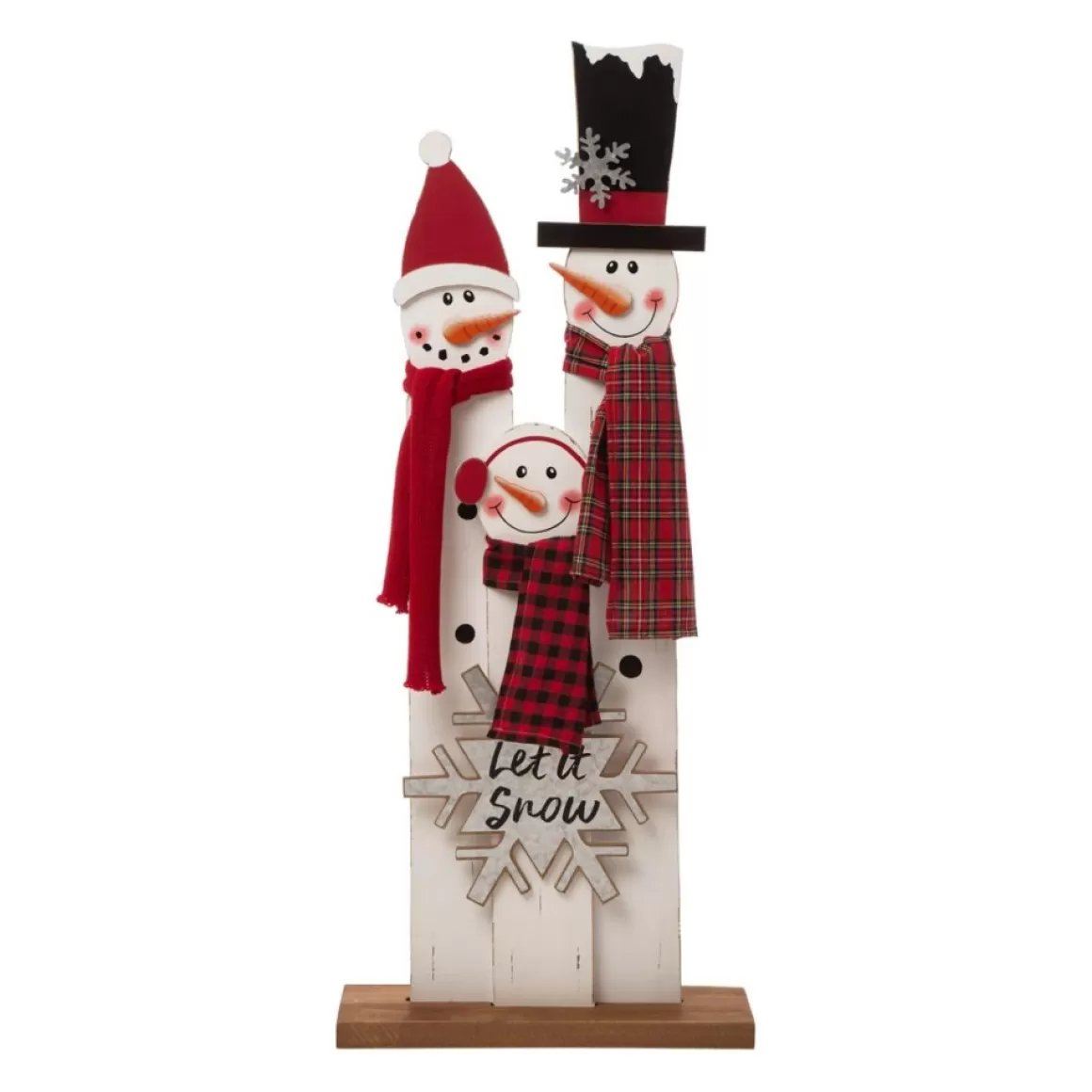 Glitzhome 35.5" H Wooden Snowman Family Porch Decor