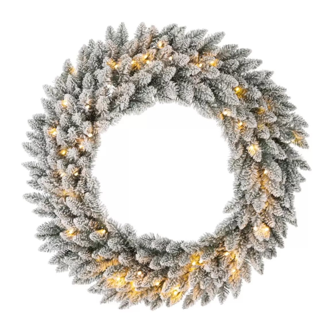 Glitzhome 36" D Oversized Pre-Lit Snow Flocked Christmas Wreath
