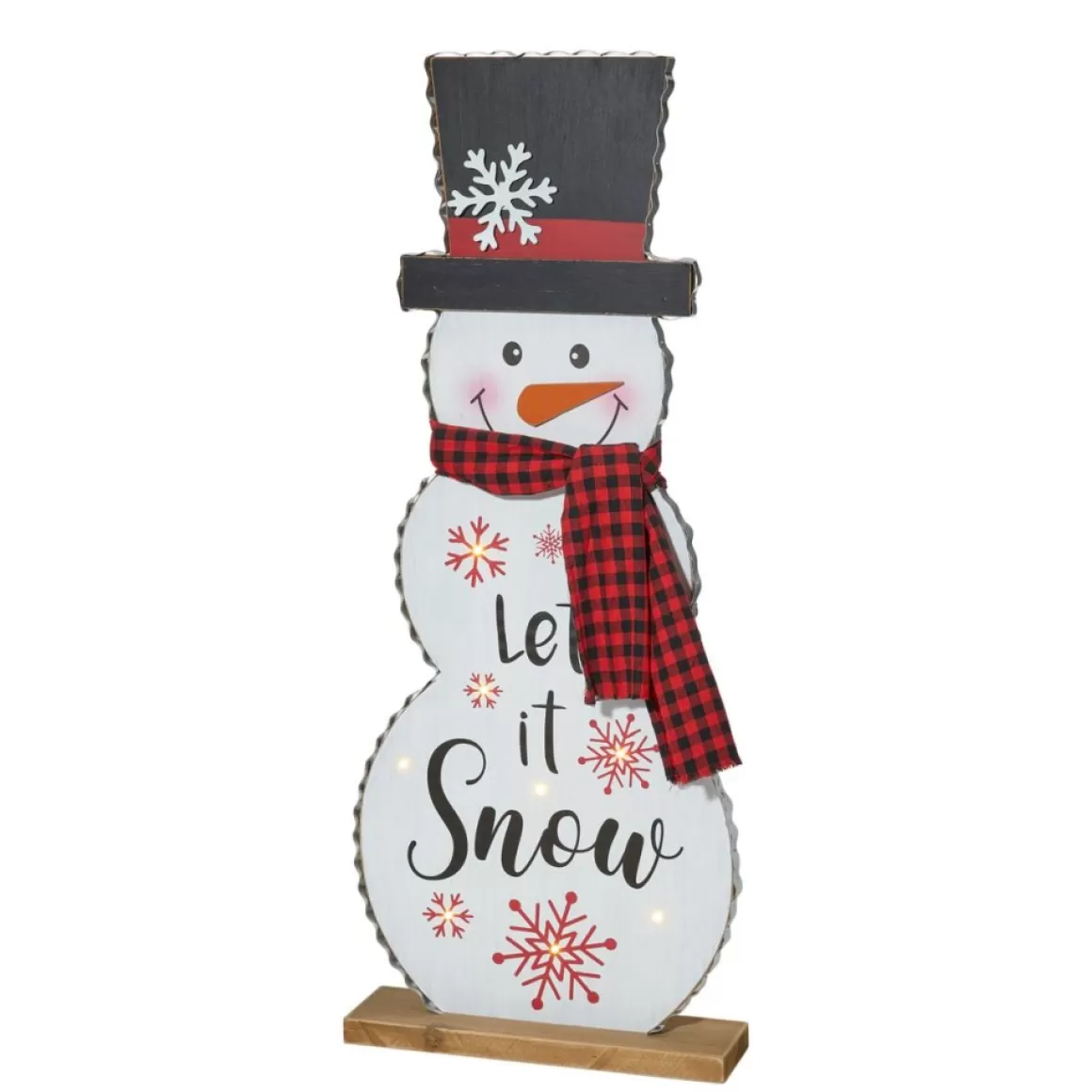 Glitzhome 36"H Lighted Wooden Christmas Snowman Porch Decor