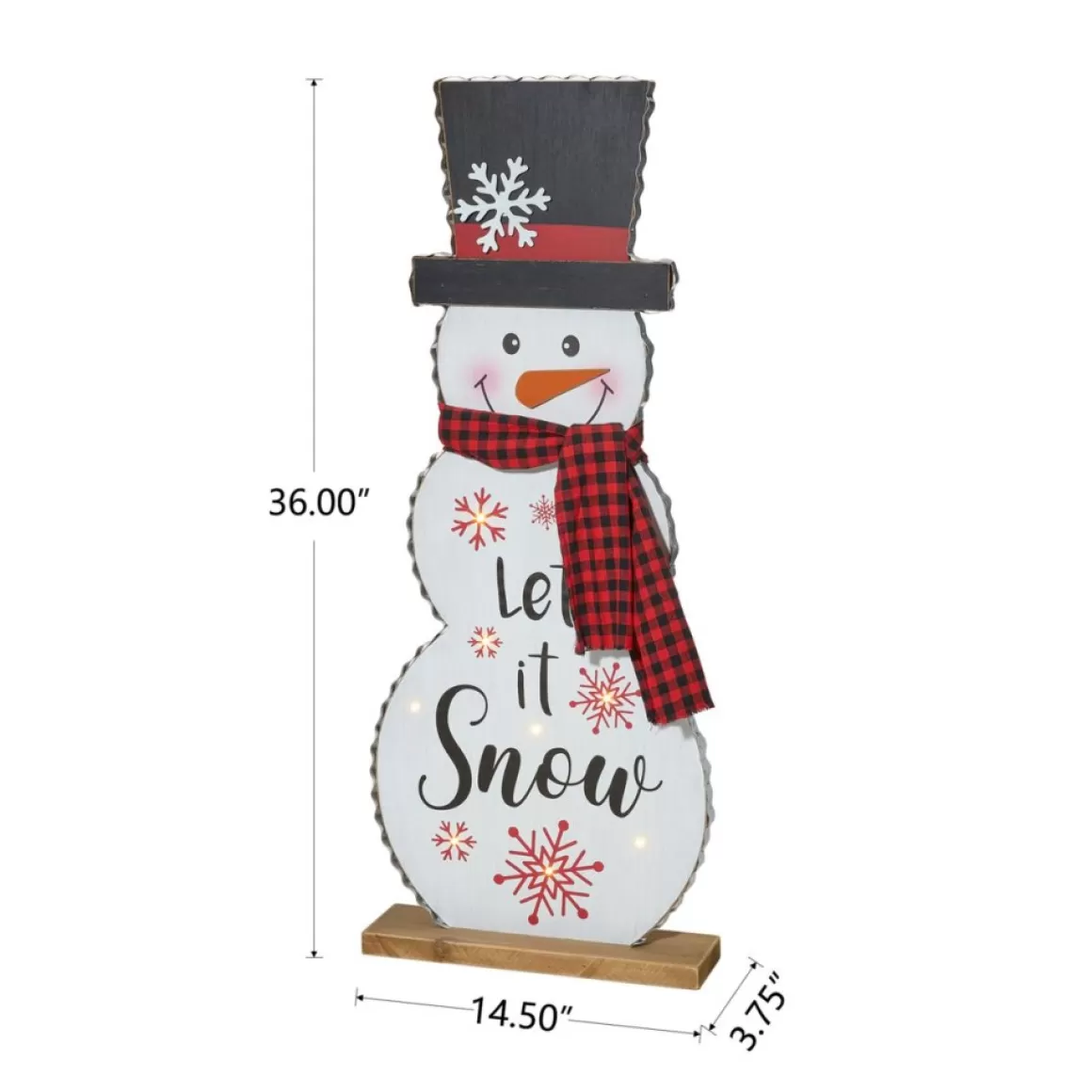 Glitzhome 36"H Lighted Wooden Christmas Snowman Porch Decor