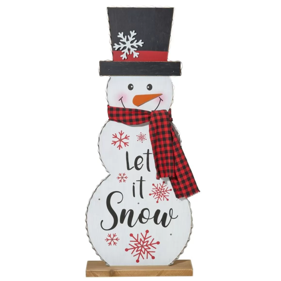 Glitzhome 36"H Lighted Wooden Christmas Snowman Porch Decor