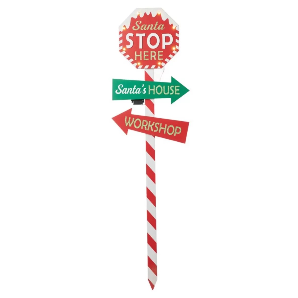 Glitzhome 41.75" H Led Wooden Yard Stake Written With Santa Stop Here