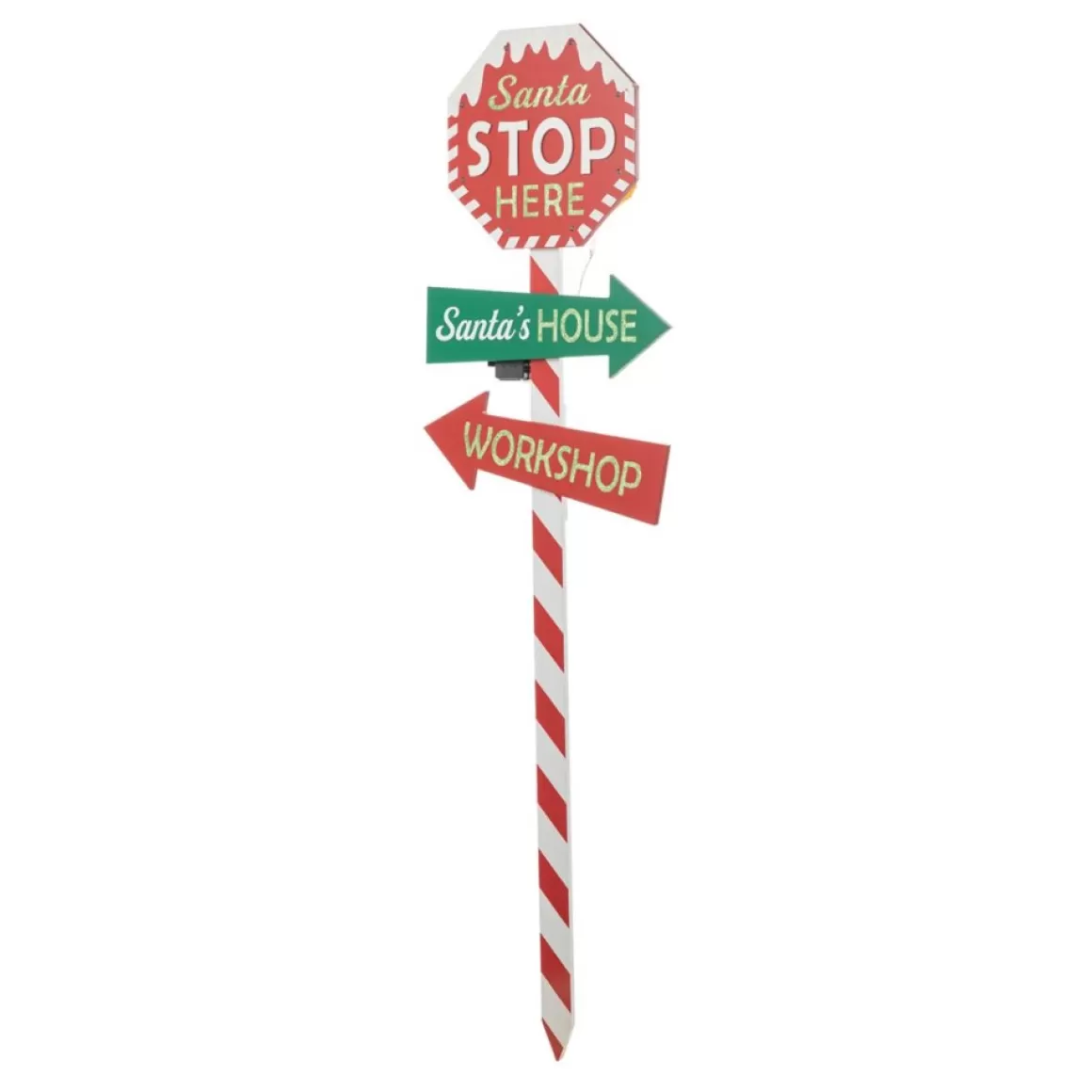 Glitzhome 41.75" H Led Wooden Yard Stake Written With Santa Stop Here