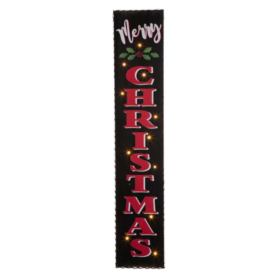 Glitzhome 42"H Lighted Wooden Black Christmas Porch Sign