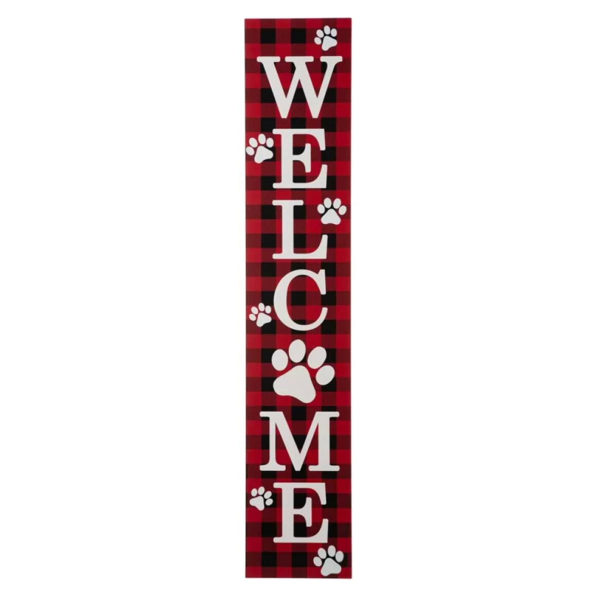 Glitzhome 42"H Wooden Plaid Pet Welcome Porch Sign