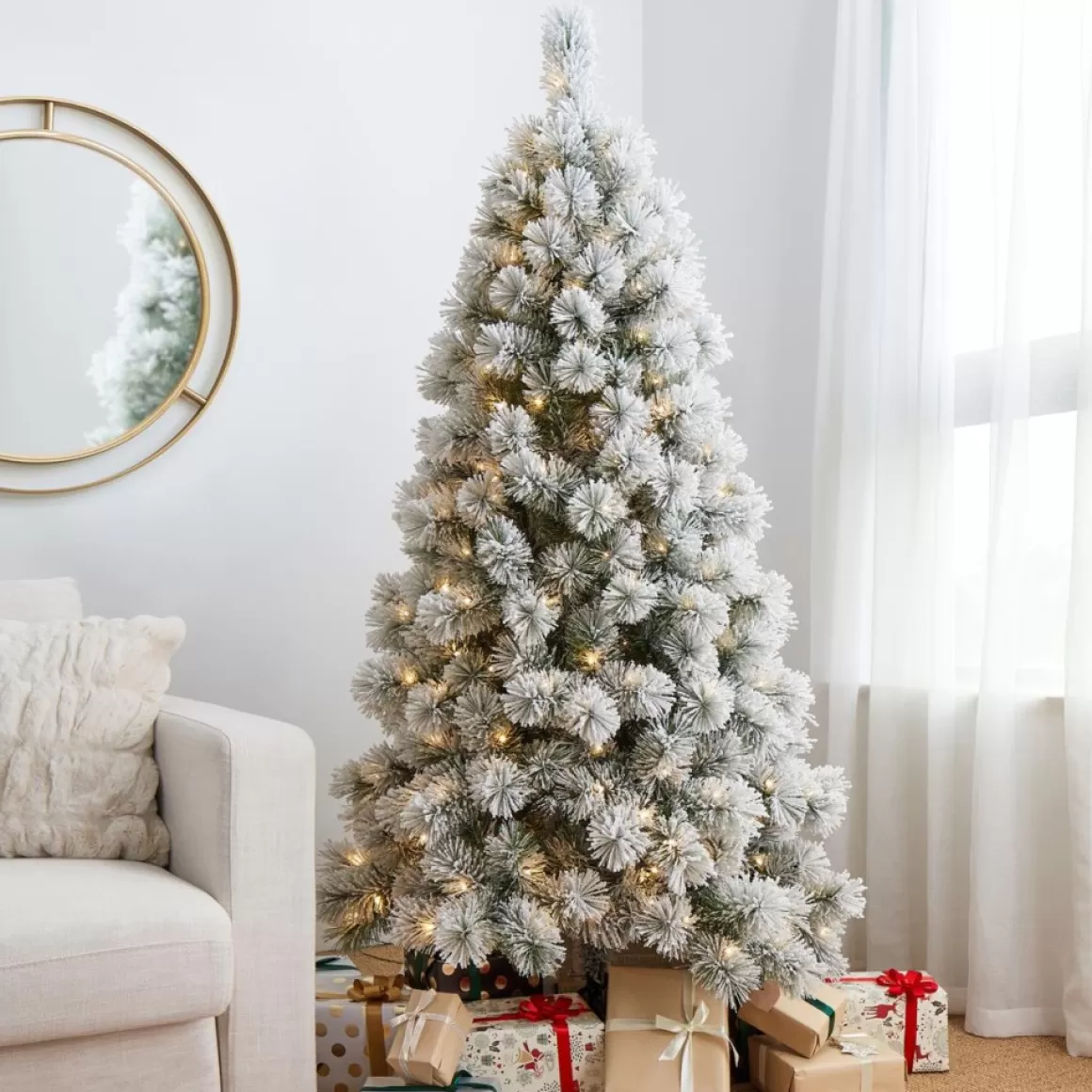 Glitzhome 6 Ft. Preloaded Led Pencil Pine Artificial Christmas Tree