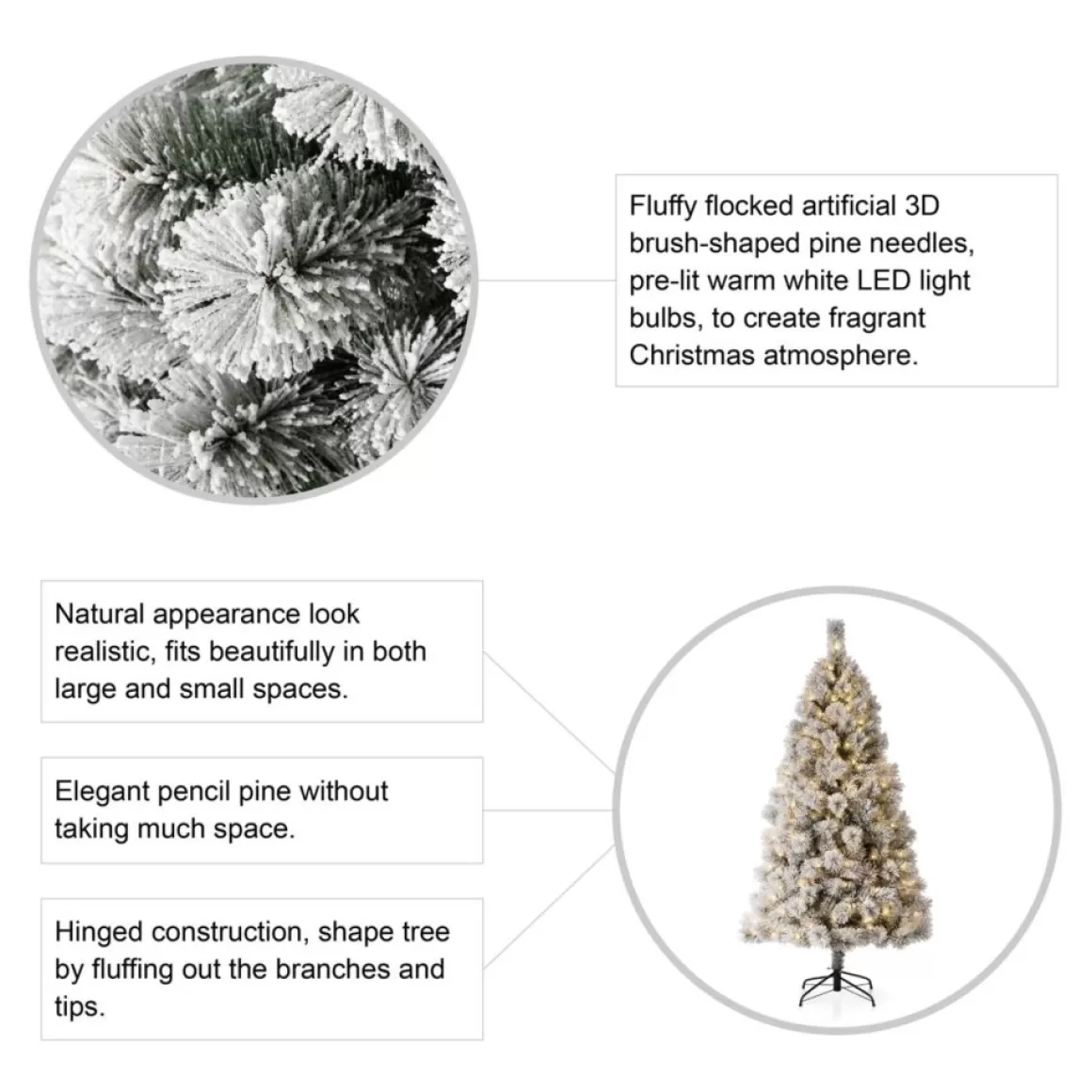 Glitzhome 6 Ft. Preloaded Led Pencil Pine Artificial Christmas Tree