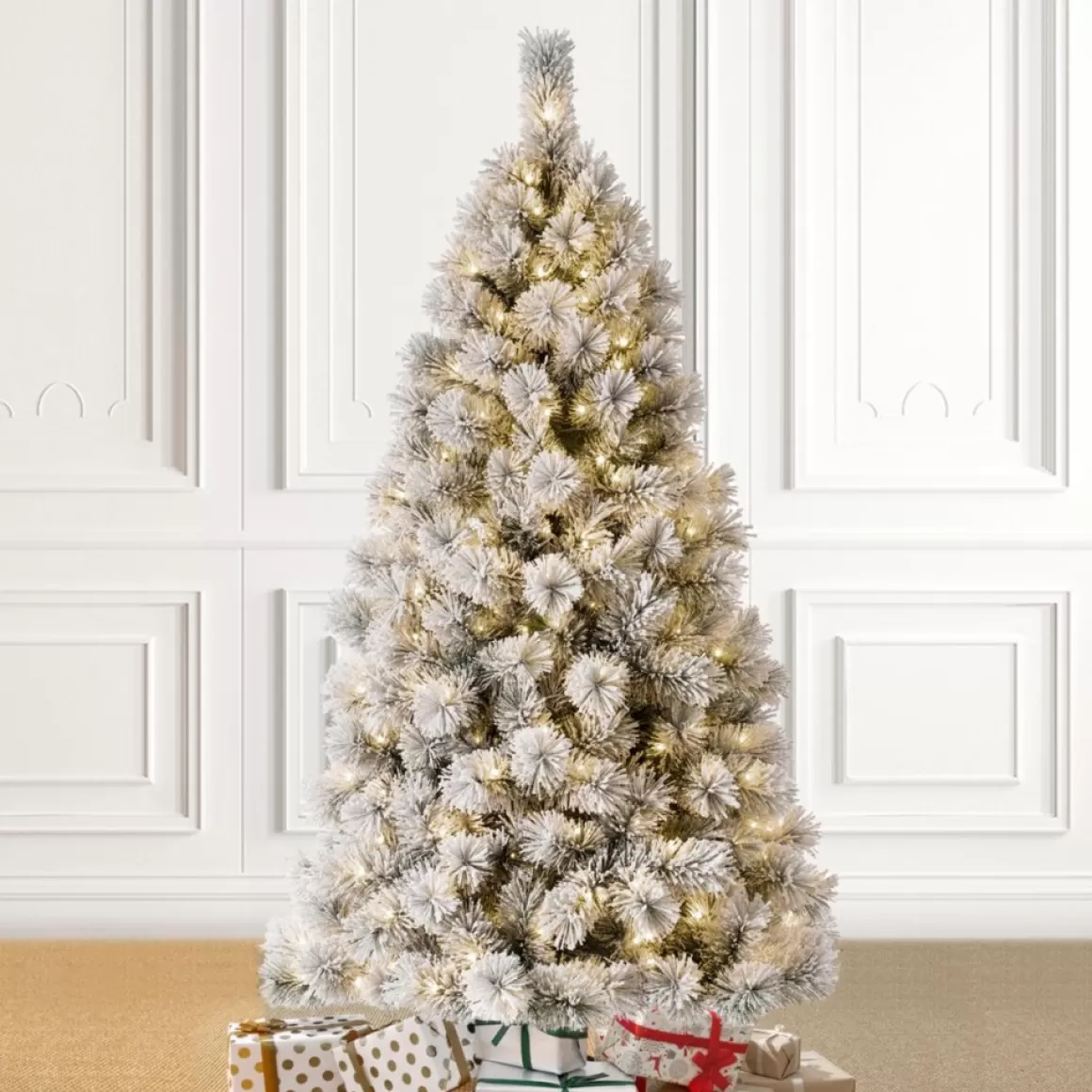 Glitzhome 6 Ft. Preloaded Led Pencil Pine Artificial Christmas Tree