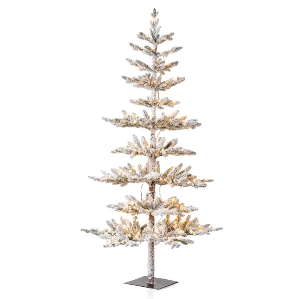 Glitzhome 6Ft Deluxe Pre-Lit Flocked Pine Artificial Christmas Tree