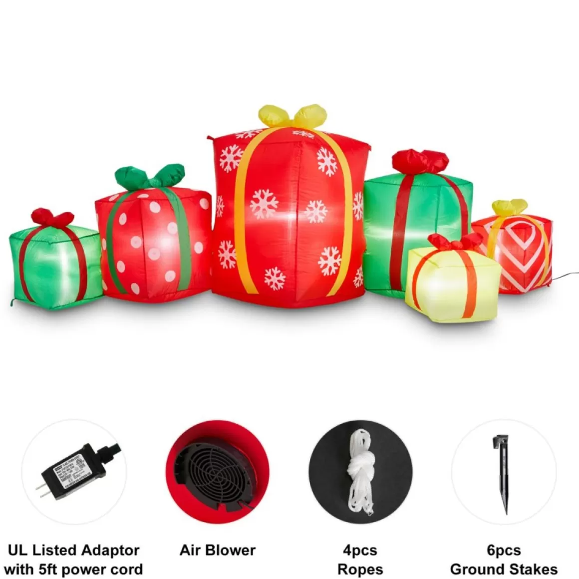 Glitzhome 8' Lighted Inflatable Gift Boxes Decor