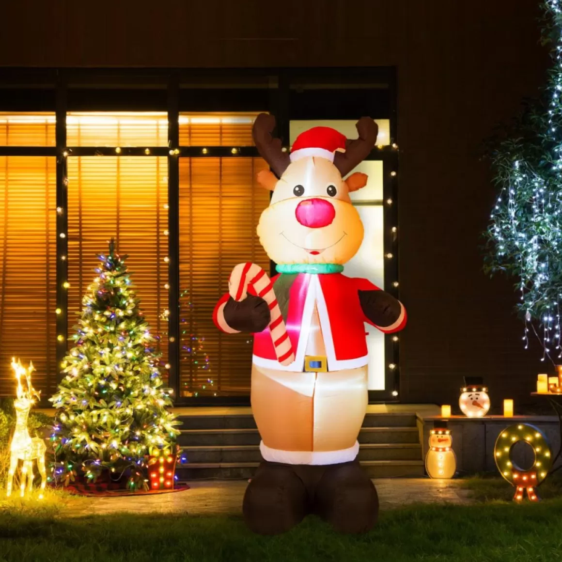 Glitzhome 8' Lighted Inflatable Reindeer Decor