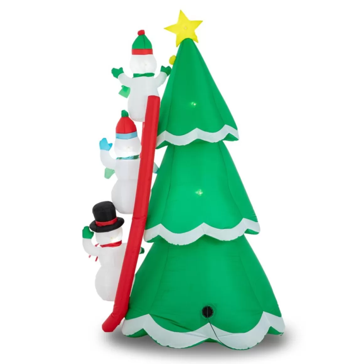 Glitzhome 8' Lighted Inflatable Xmas Snowman Climbing Up Tree Decor