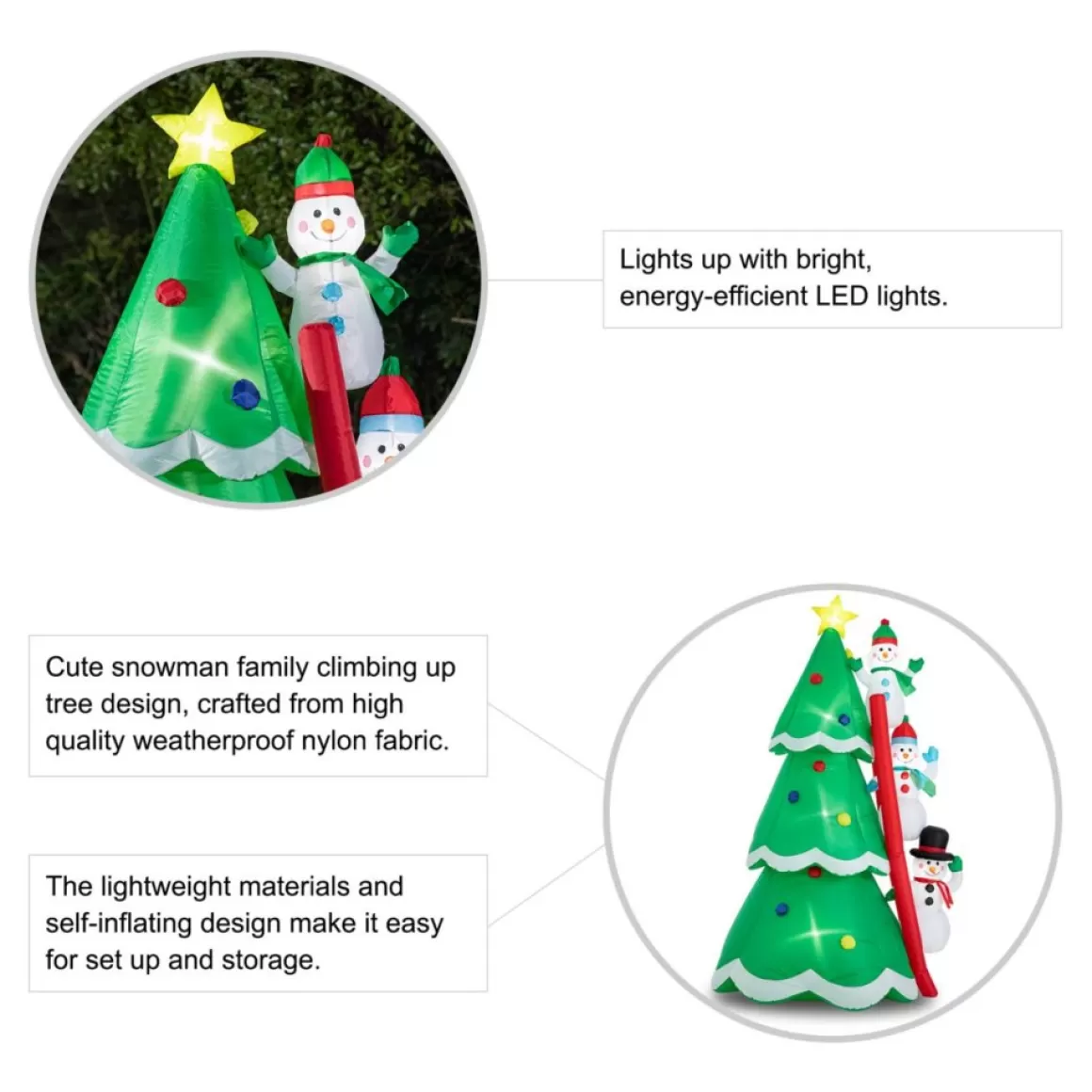 Glitzhome 8' Lighted Inflatable Xmas Snowman Climbing Up Tree Decor