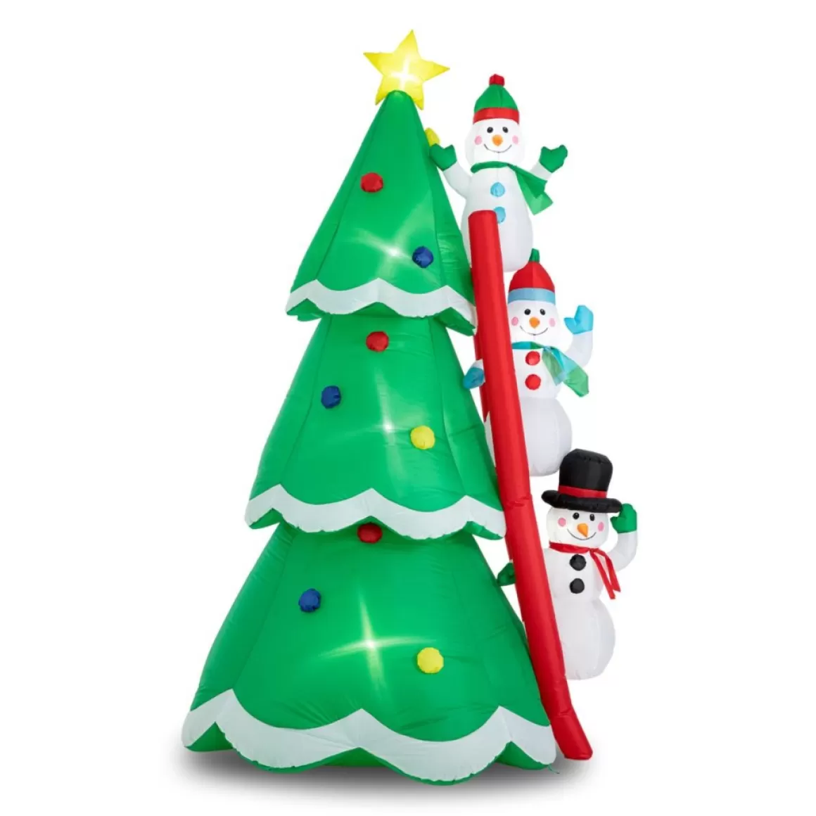 Glitzhome 8' Lighted Inflatable Xmas Snowman Climbing Up Tree Decor