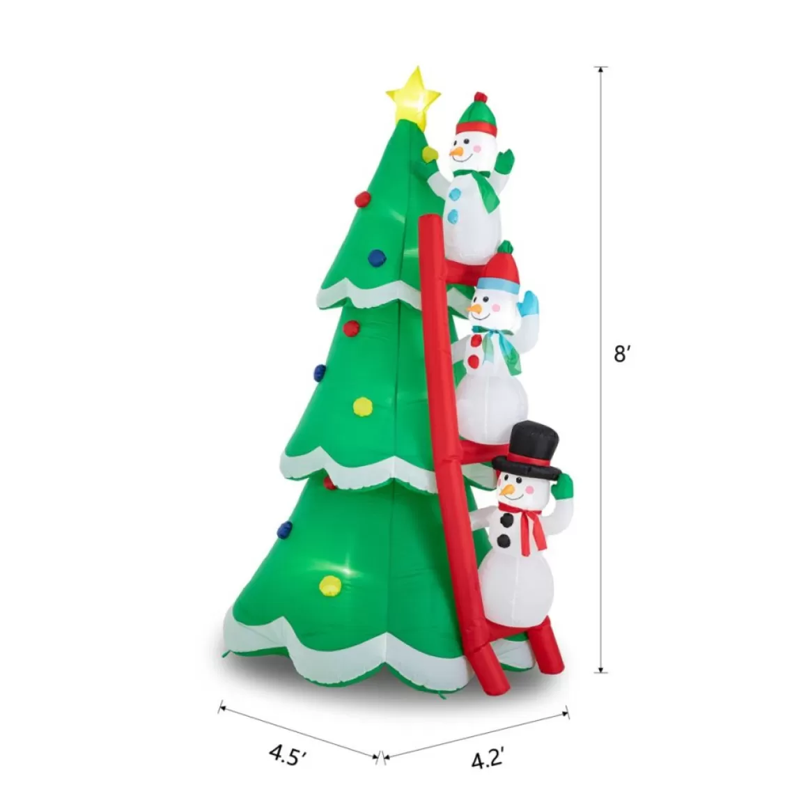 Glitzhome 8' Lighted Inflatable Xmas Snowman Climbing Up Tree Decor