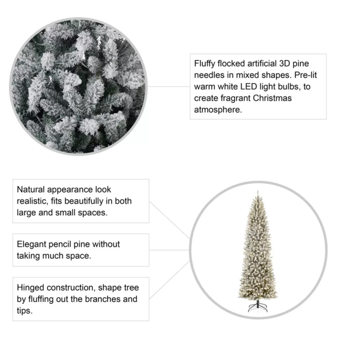 Glitzhome 9 Ft. Preloaded Led Pencil Fir Artificial Christmas Tree