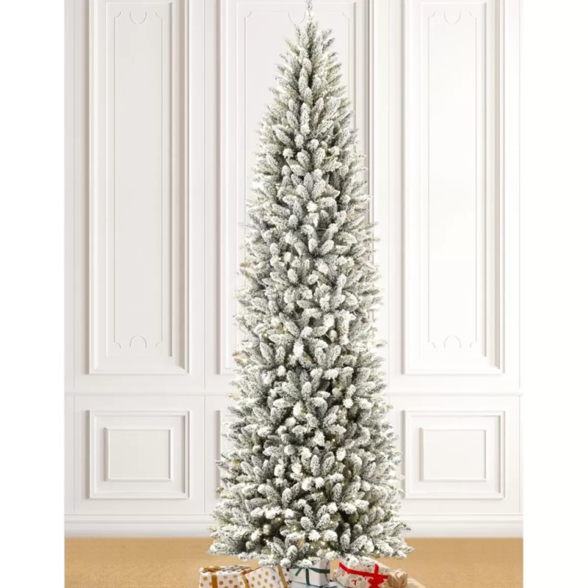 Glitzhome 9 Ft. Preloaded Led Pencil Fir Artificial Christmas Tree
