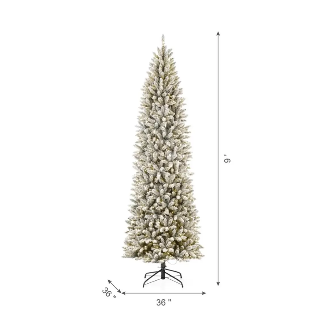Glitzhome 9 Ft. Preloaded Led Pencil Fir Artificial Christmas Tree
