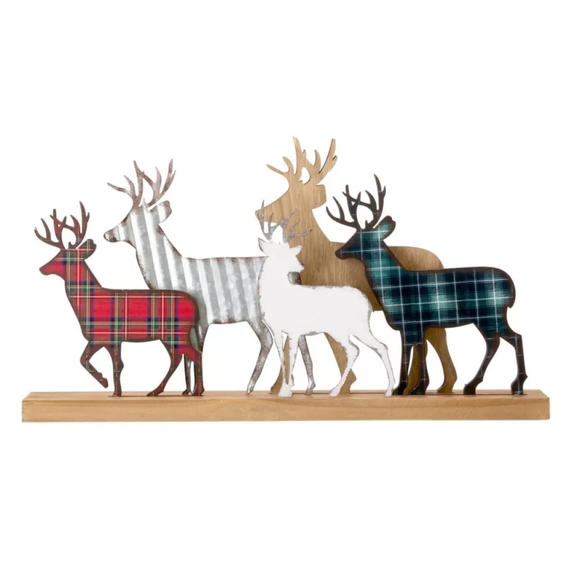 Glitzhome Galvanized Metal And Wooden Reindeer Table Decor
