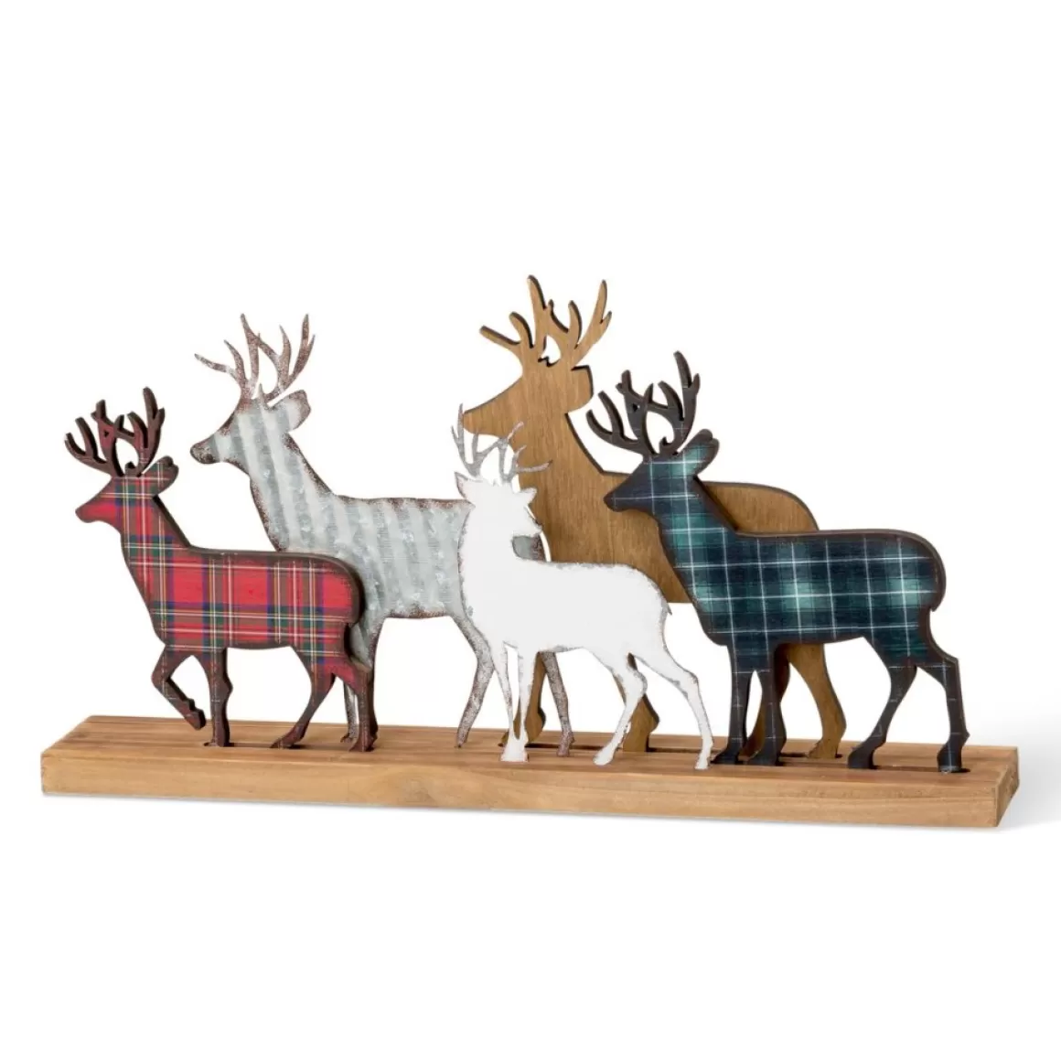 Glitzhome Galvanized Metal And Wooden Reindeer Table Decor