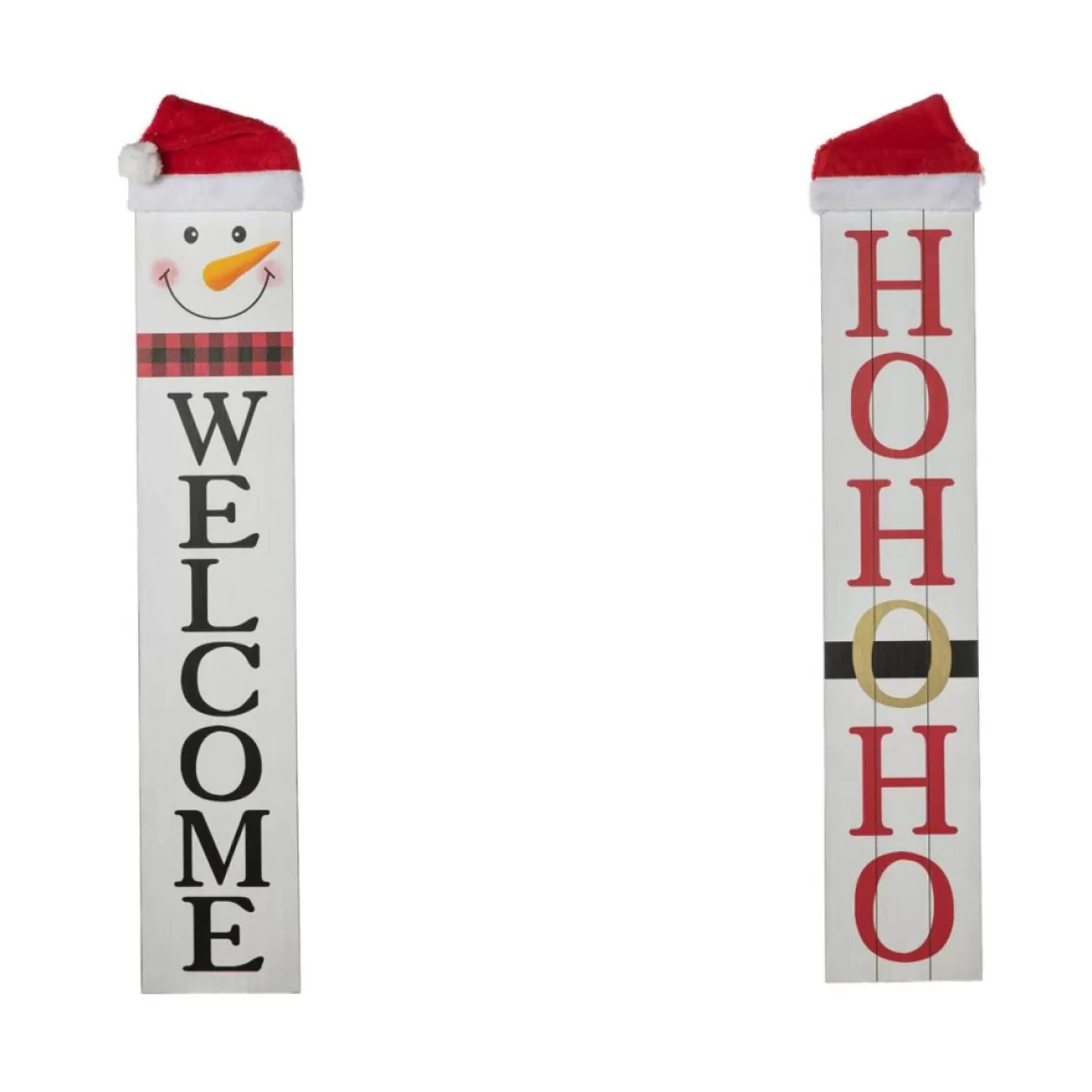 Glitzhome Reversible Wooden Hohoho/Snowman Porch Sign