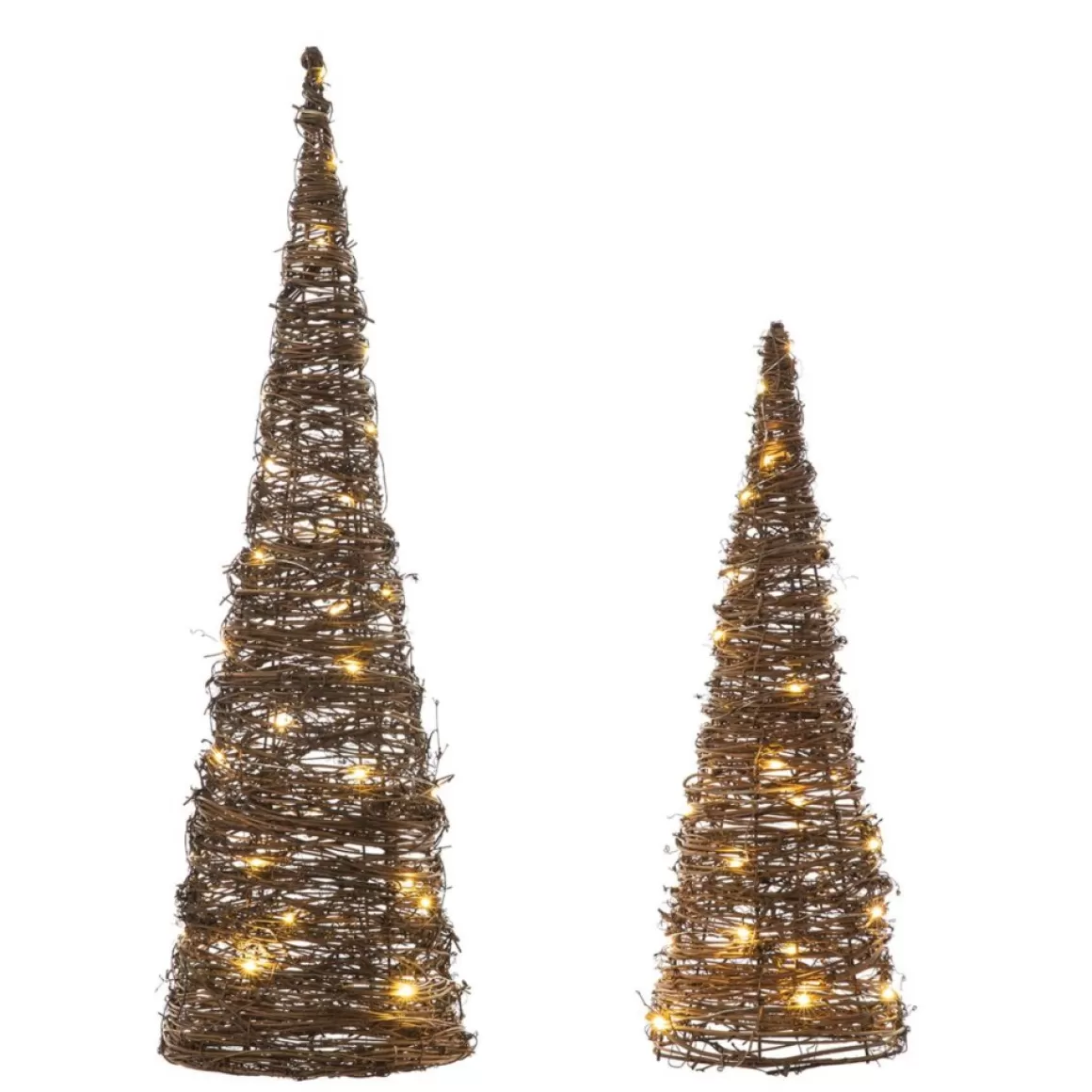 Glitzhome Set Of 2 Lighted Rattan Christmas Table Tree Decor